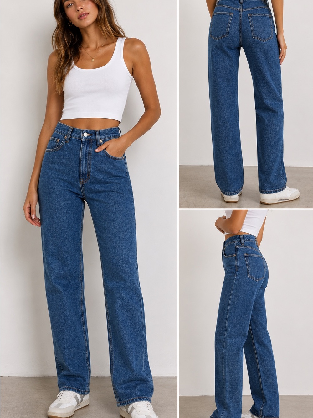 Piral XS High Rise Straight Leg Jeans 100% Cotton Blue Denim NWT